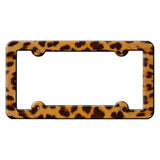 Dark Leopard Print Novelty Metal License Plate Frame LPF-046