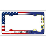 Connecticut|American Flag Novelty Metal License Plate Frame LPF-446