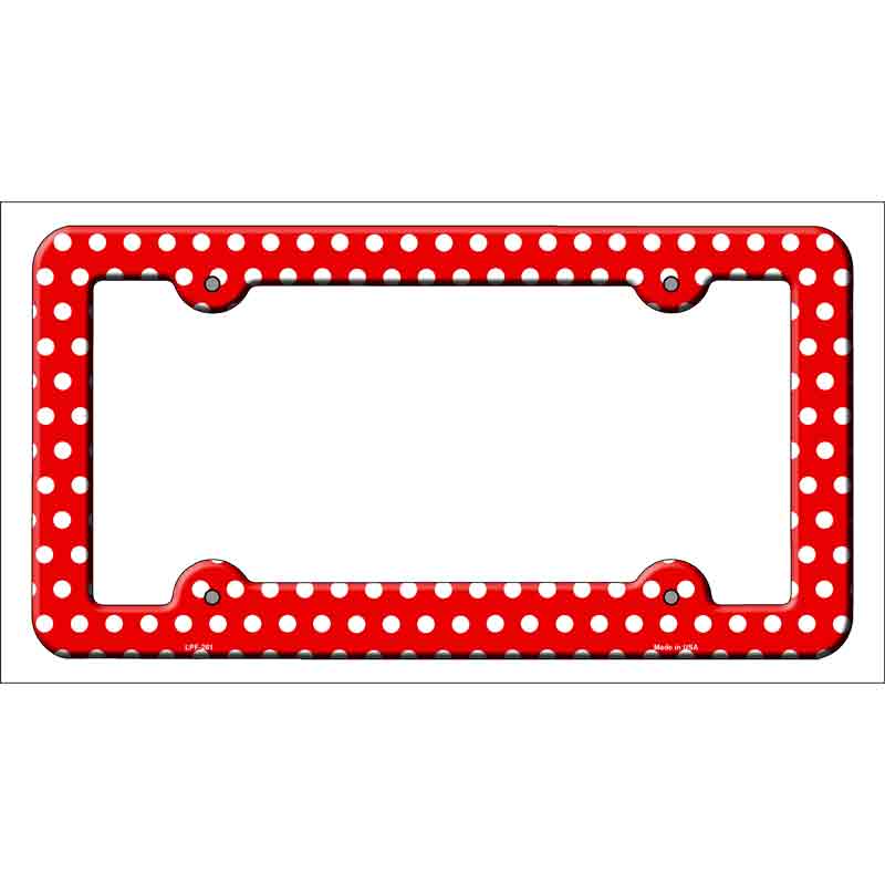 Red White Polka Dots Novelty Metal License Plate Frame LPF-261