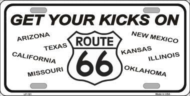 Get Your Kicks On 66 Novelty Metal License Plate