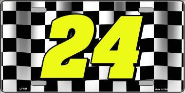 Jeff Gordon 24 Checkered Flag Metal Novelty License Plate