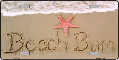Beach Bum In The Sand Metal Novelty License Plate