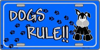 Dogs Rule Metal Novelty License Plate