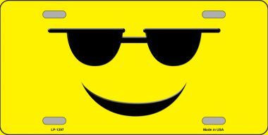 Sunglasses Smiley Face Metal Novelty License Plate
