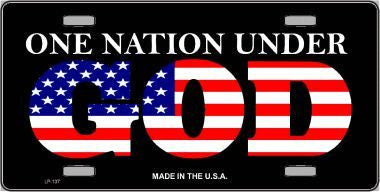 One Nation Under God Metal Novelty License Plate