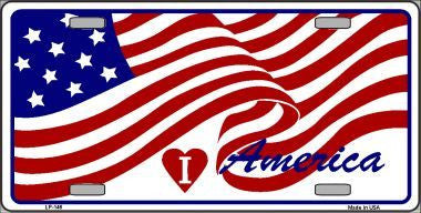 I Love America Metal Novelty License Plate