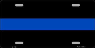 Thin Blue Police Line Novelty Metal License Plate