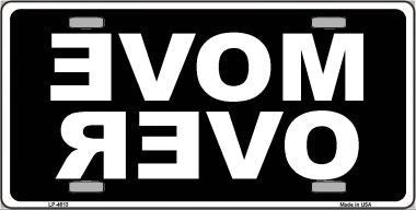 Move Over Black Novelty Metal License Plate