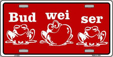 Bud-Wei-Ser Frogs Novelty Metal License Plate
