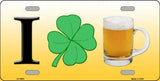 I Love Shamrock Beer Novelty Seasonal Metal License Plate