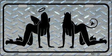 Angel and Devil Metal Novelty License Plate
