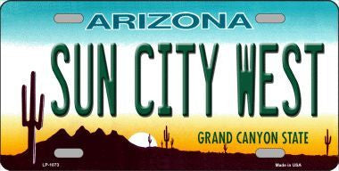 Sun City West Arizona Background Metal Novelty License Plate