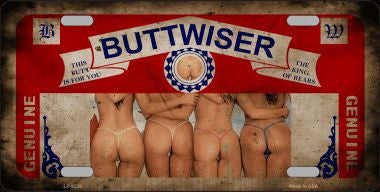 Buttwiser Vintage Novelty Metal License Plate