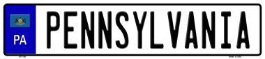 Pennsylvania Novelty Metal European License Plate