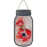 Red Flower Watercolor Novelty Metal Mason Jar Sign