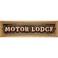 Motor Lodge Bulb Lettering Novelty Wood Mounted Small Metal Street Sign WB1390