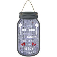 Bless Food Family Love Novelty Metal Mason Jar Sign