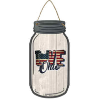 Love Ohio Silhouette Novelty Metal Mason Jar Sign