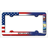 Michigan|American Flag Novelty Metal License Plate Frame LPF-461