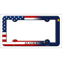 Alaska|American Flag Novelty Metal License Plate Frame LPF-441
