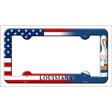 Louisiana|American Flag Novelty Metal License Plate Frame LPF-457