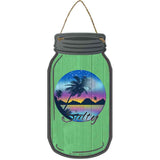 Salty Sunset Green Novelty Metal Mason Jar Sign