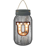 U Bulb Lettering Novelty Metal Mason Jar Sign