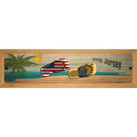 New Jersey Flag and US Flag Novelty Wood Mounted Small Metal Street Sign