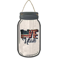 Love Utah Silhouette Novelty Metal Mason Jar Sign