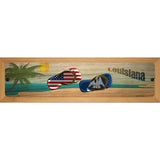 Louisiana Flag and US Flag Novelty Wood Mounted Small Metal Street Sign