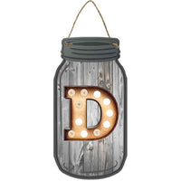 D Bulb Lettering Novelty Metal Mason Jar Sign