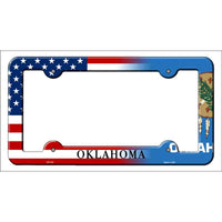 Oklahoma|American Flag Novelty Metal License Plate Frame LPF-475