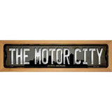 Detroit Michigan The Motor City Wood Mounted Small Metal Street Sign WB-K-1257