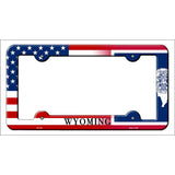 Wyoming|American Flag Novelty Metal License Plate Frame LPF-489