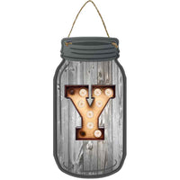 Y Bulb Lettering Novelty Metal Mason Jar Sign