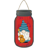 Gnome With Guitar Novelty Metal Mason Jar Sign