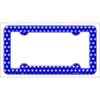 Blue White Polka Dots Novelty Metal License Plate Frame LPF-262