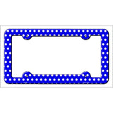 Blue White Polka Dots Novelty Metal License Plate Frame LPF-262