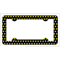 Black Yellow Polka Dots Novelty Metal License Plate Frame LPF-269