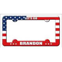 Lets Go Brandon American Flag Novelty Metal License Plate Frame