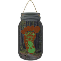 Official Bigfoot Hunter Novelty Metal Mason Jar Sign
