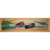 Hew Hampshire Flag and US Flag Novelty Wood Mounted Small Metal Street Sign W