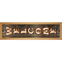 Welcome Vertical Bulb Lettering Wood Mounted Small Metal Street Sign WB-K-1268