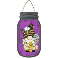 Gnome With Honeycomb Novelty Metal Mason Jar Sign