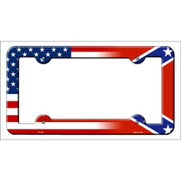 Confederate|American Flag Novelty Metal License Plate Frame LPF-491