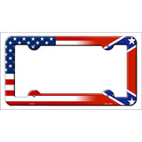 Confederate|American Flag Novelty Metal License Plate Frame LPF-491