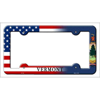Vermont|American Flag Novelty Metal License Plate Frame LPF-484
