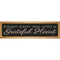 Grateful Heart Novelty Wood Mounted Small Metal Street Sign