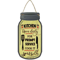 Prompt Service Yellow Novelty Metal Mason Jar Sign