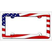 Waving American Flag Novelty Metal License Plate Frame LPF-019